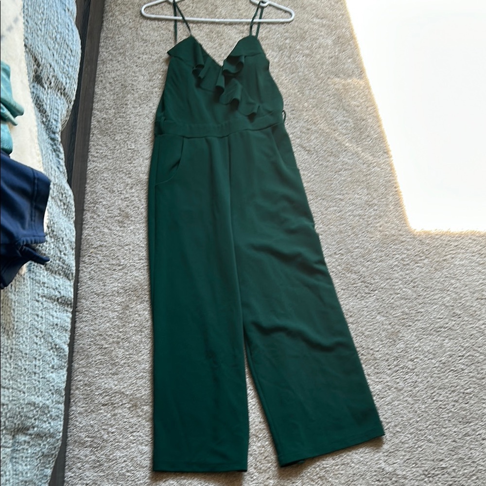 Emerald Sundae Green Palazzo Jumpsuit with Spaghetti Straps